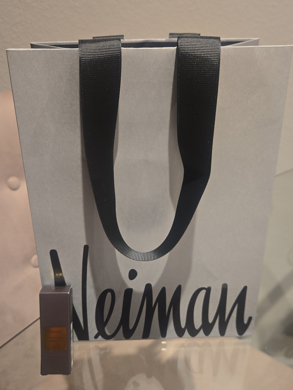 Tom Ford Perfume With Neiman Marcus Gray Gift Bag with Black Ribbon Handles
